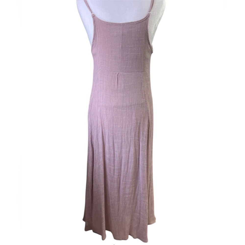 Wishlist Mauve Crinkle Fabric Adjustable Spaghetti Strap Midi Bohemian Med Dress - Picture 4 of 12